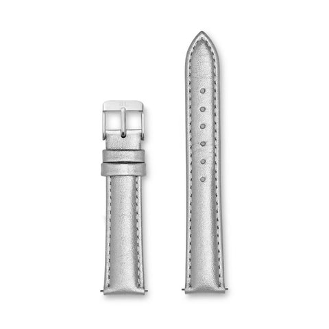 Metallic Silver Leather 34 Strap